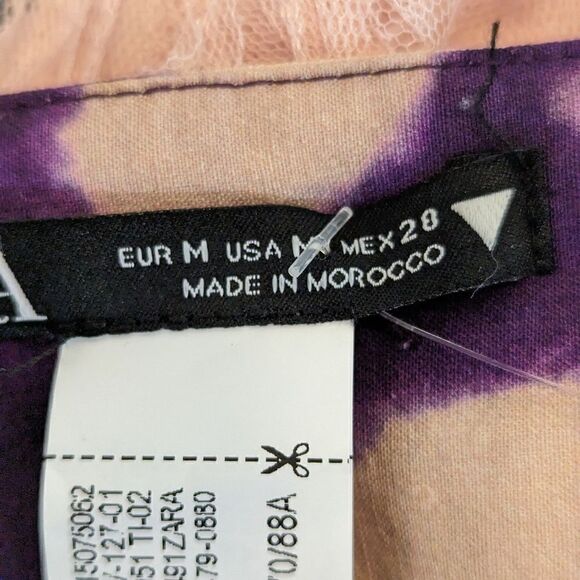 Zara Purple Tropical Print Bandeau Crop Top NWT - Picture 6 of 7